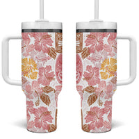 Christmas Aloha Hawaii Tiki Tumbler With Handle Hibiscus Spring Colors - Polynesian Pride