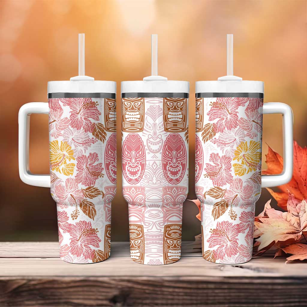 Christmas Aloha Hawaii Tiki Tumbler With Handle Hibiscus Spring Colors - Polynesian Pride