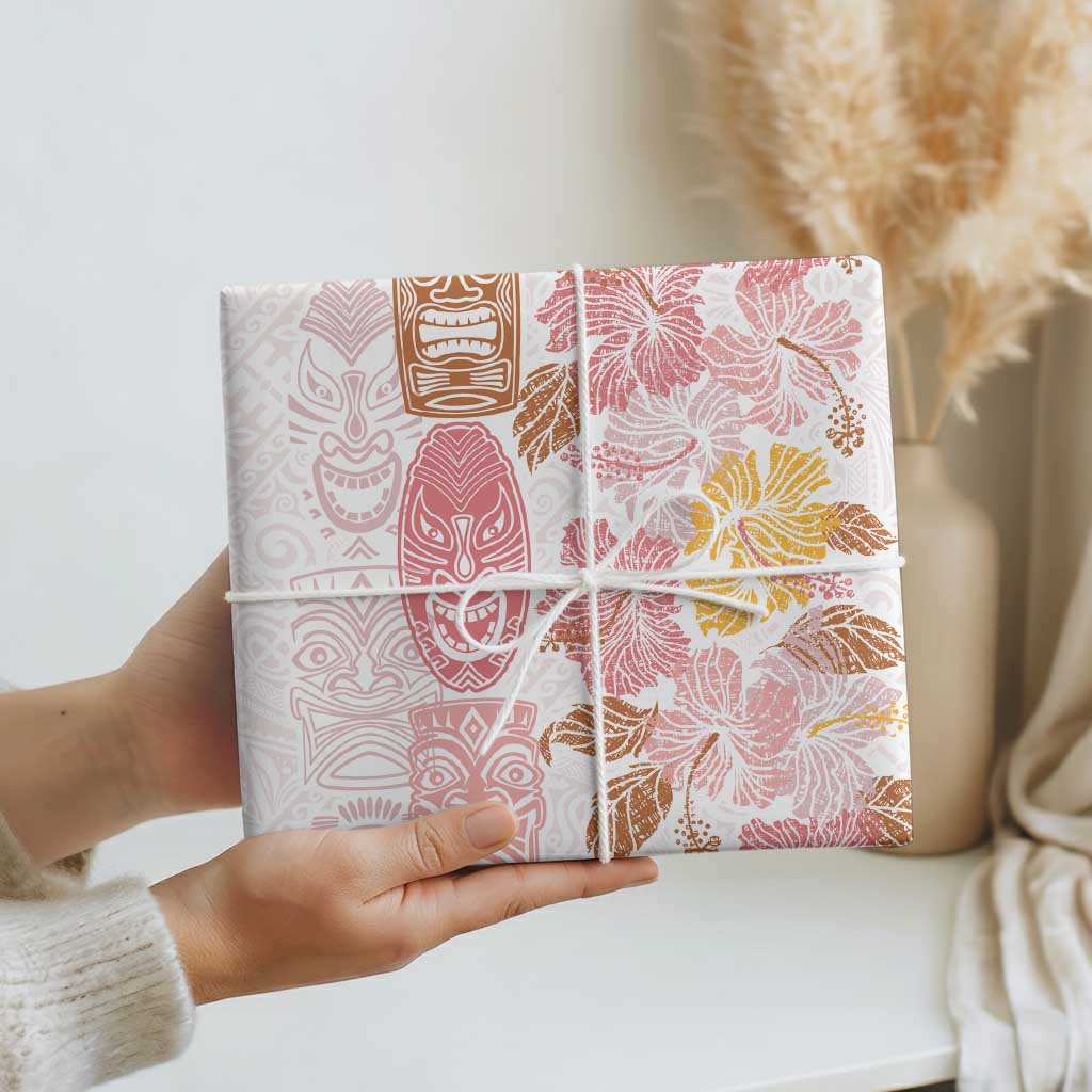 Christmas Aloha Hawaii Tiki Wrapping Paper Hibiscus Spring Colors LT7 - Polynesian Pride