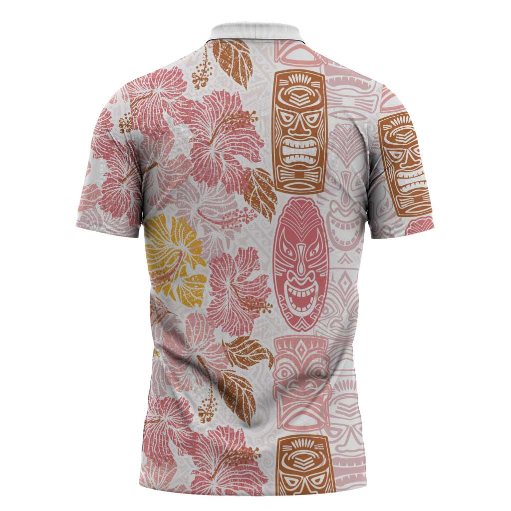 Christmas Aloha Hawaii Tiki Zipper Polo Shirt Hibiscus Spring Colors - Polynesian Pride