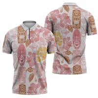 Christmas Aloha Hawaii Tiki Zipper Polo Shirt Hibiscus Spring Colors - Polynesian Pride