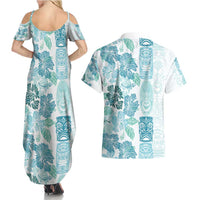 Christmas Aloha Hawaii Tiki Couples Matching Summer Maxi Dress and Hawaiian Shirt Hibiscus Summer Colors - Polynesian Pride