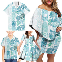 Christmas Aloha Hawaii Tiki Family Matching Off Shoulder Short Dress and Hawaiian Shirt Hibiscus Summer Colors - Polynesian Pride