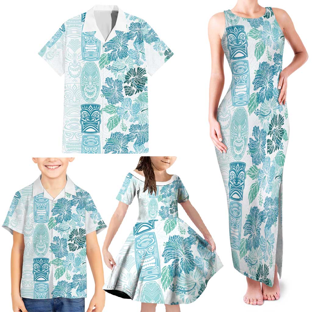 Christmas Aloha Hawaii Tiki Family Matching Tank Maxi Dress and Hawaiian Shirt Hibiscus Summer Colors - Polynesian Pride