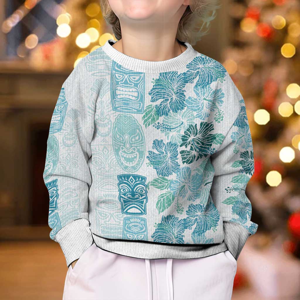Christmas Aloha Hawaii Tiki Kid Ugly Christmas Sweater Hibiscus Summer Colors - Polynesian Pride