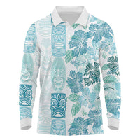 Christmas Aloha Hawaii Tiki Long Sleeve Polo Shirt Hibiscus Summer Colors - Polynesian Pride