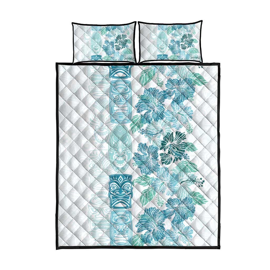 Christmas Aloha Hawaii Tiki Quilt Bed Set Hibiscus Summer Colors - Polynesian Pride