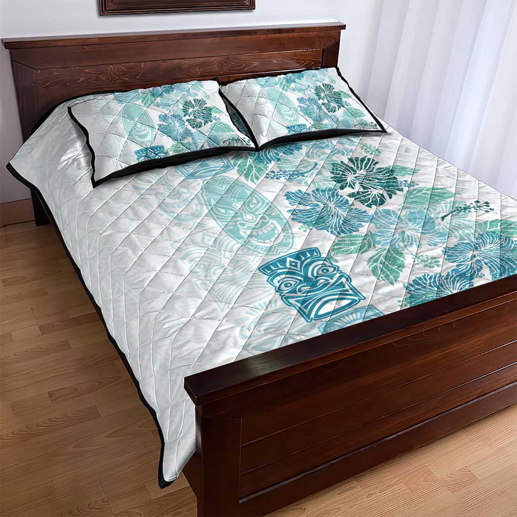 Christmas Aloha Hawaii Tiki Quilt Bed Set Hibiscus Summer Colors - Polynesian Pride