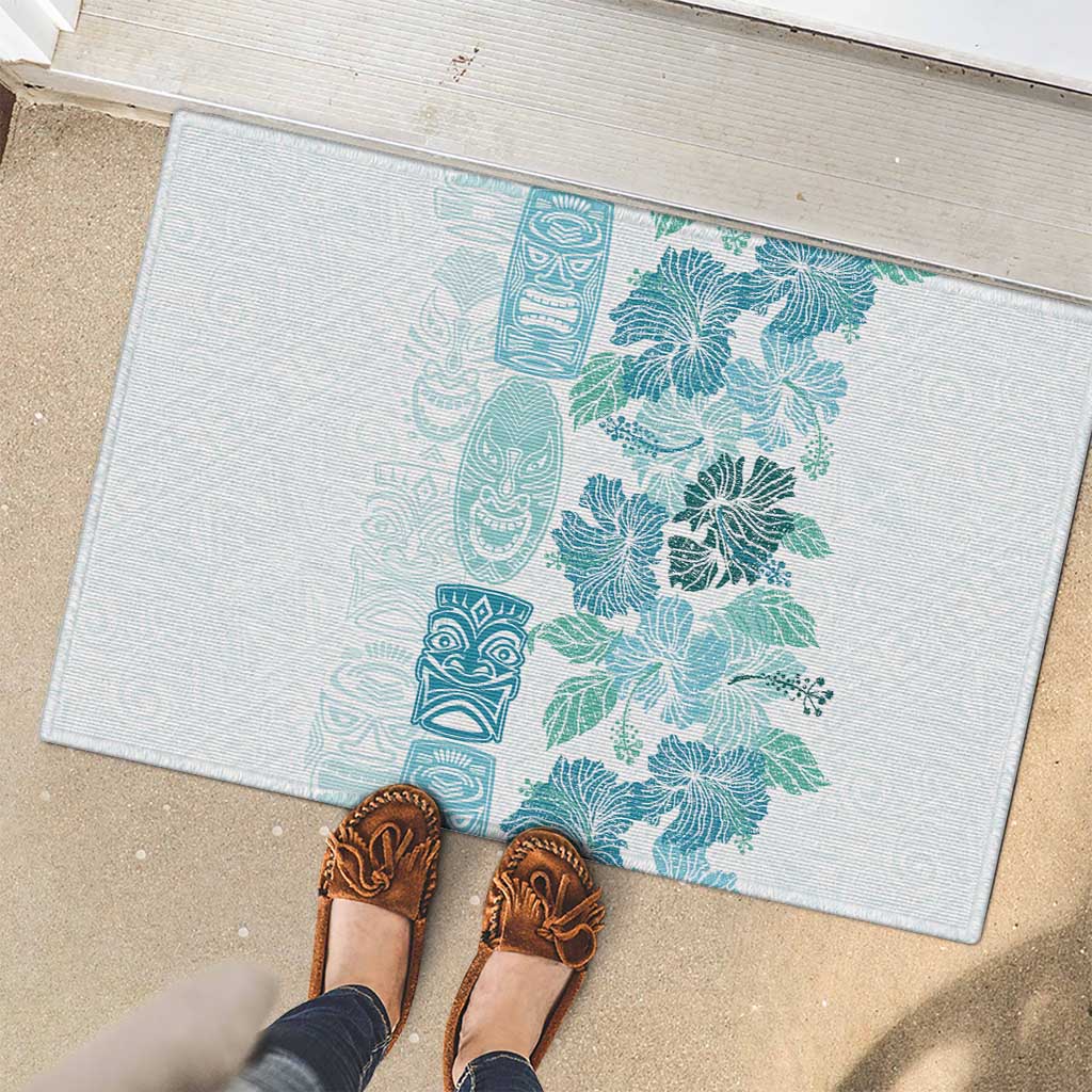 Christmas Aloha Hawaii Tiki Rubber Doormat Hibiscus Summer Colors - Polynesian Pride