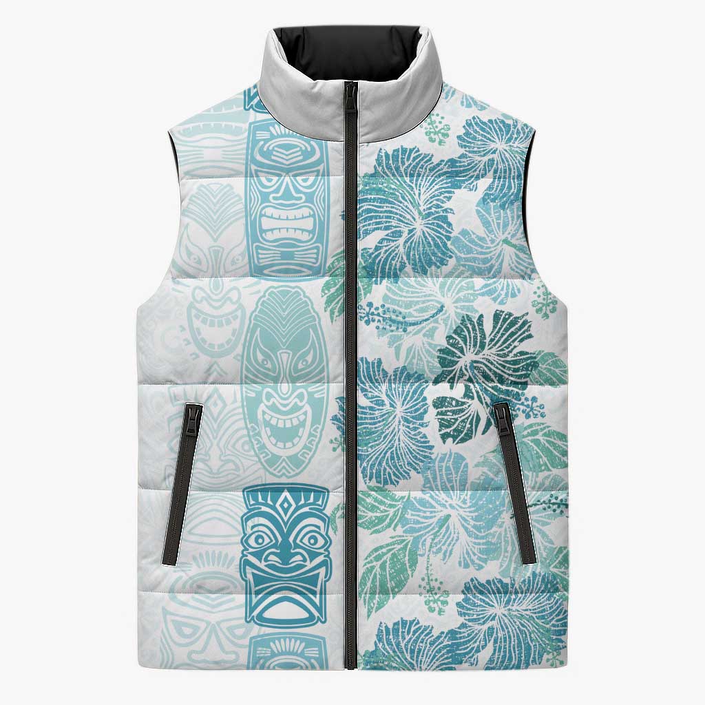 Christmas Aloha Hawaii Tiki Sleeveless Puffer Jacket Hibiscus Summer Colors - Polynesian Pride