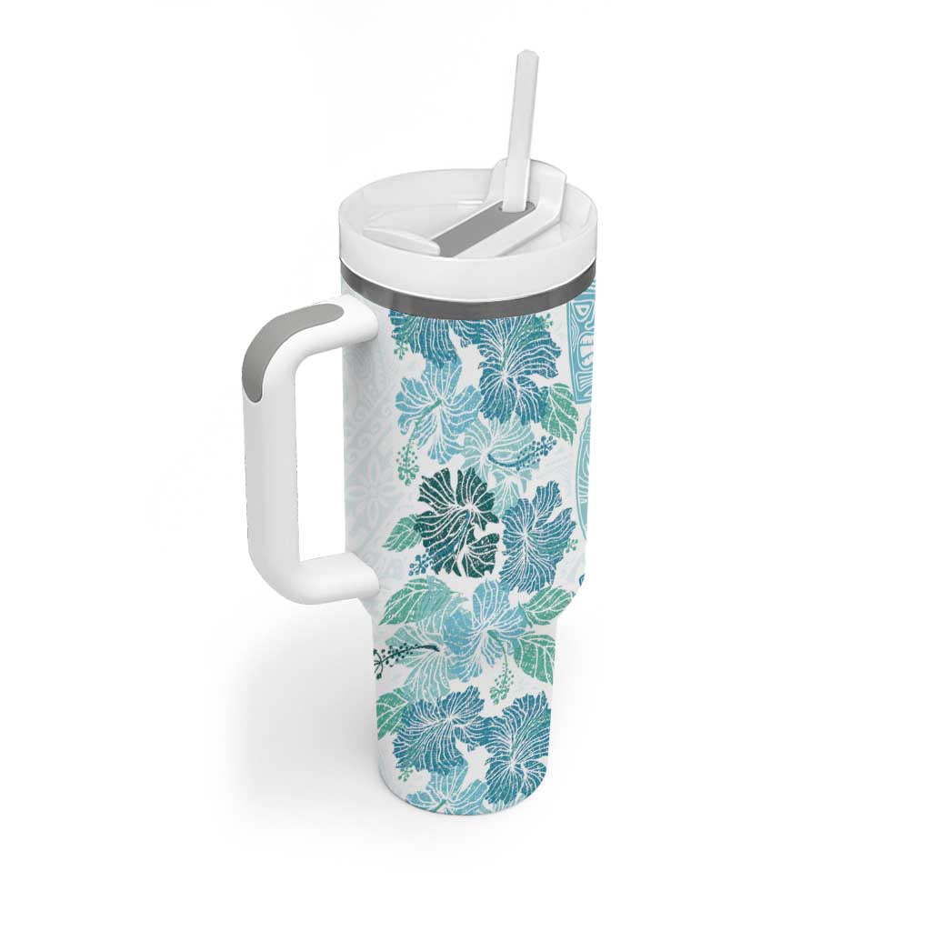Christmas Aloha Hawaii Tiki Tumbler With Handle Hibiscus Summer Colors - Polynesian Pride