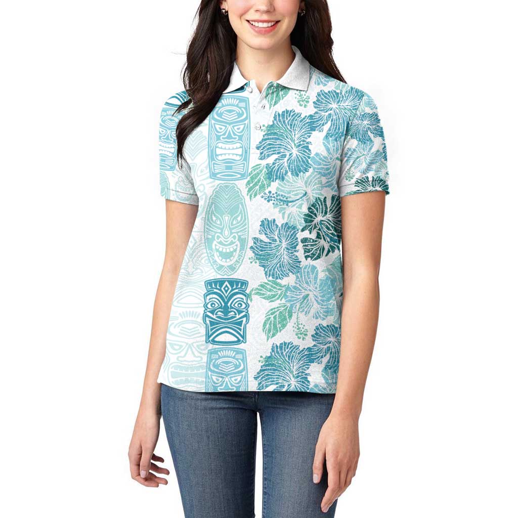 Christmas Aloha Hawaii Tiki Women Polo Shirt Hibiscus Summer Colors - Polynesian Pride