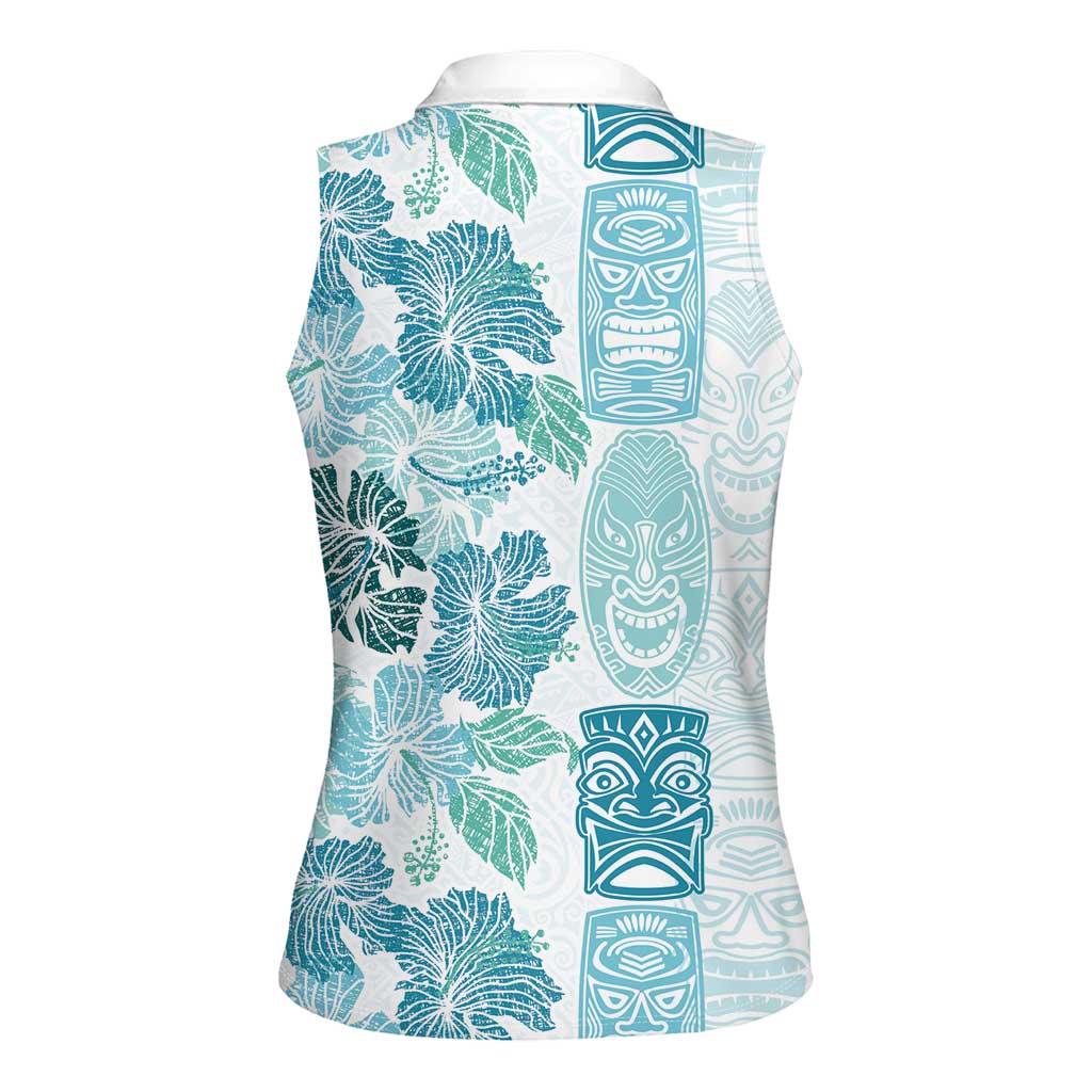 Christmas Aloha Hawaii Tiki Women Sleeveless Polo Shirt Hibiscus Summer Colors - Polynesian Pride