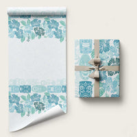 Christmas Aloha Hawaii Tiki Wrapping Paper Hibiscus Summer Colors LT7 58" × 23" Turquoise - Polynesian Pride