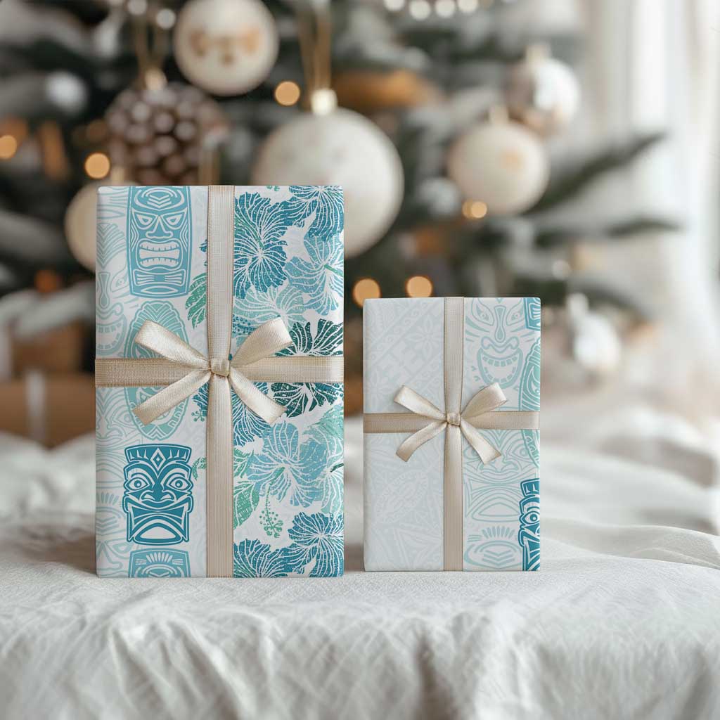 Christmas Aloha Hawaii Tiki Wrapping Paper Hibiscus Summer Colors LT7 - Polynesian Pride