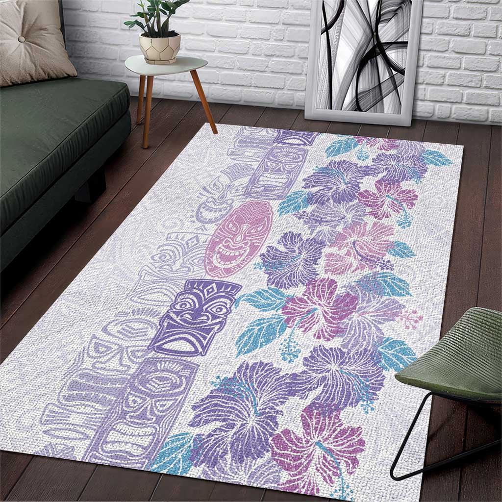 Christmas Aloha Hawaii Tiki Area Rug Hibiscus Winter Colors - Polynesian Pride