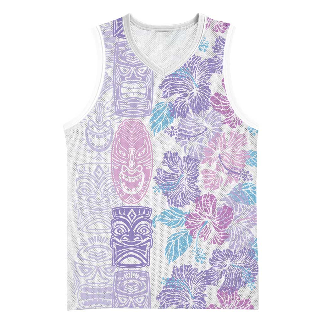 Christmas Aloha Hawaii Tiki Basketball Jersey Hibiscus Winter Colors - Polynesian Pride