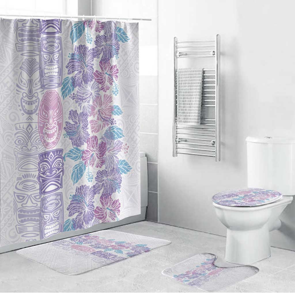 Christmas Aloha Hawaii Tiki Bathroom Set Hibiscus Winter Colors - Polynesian Pride