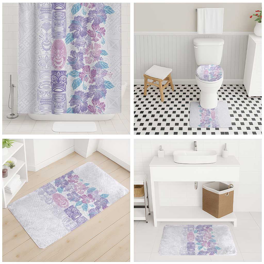Christmas Aloha Hawaii Tiki Bathroom Set Hibiscus Winter Colors - Polynesian Pride