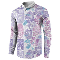 Christmas Aloha Hawaii Tiki Button Sweatshirt Hibiscus Winter Colors - Polynesian Pride