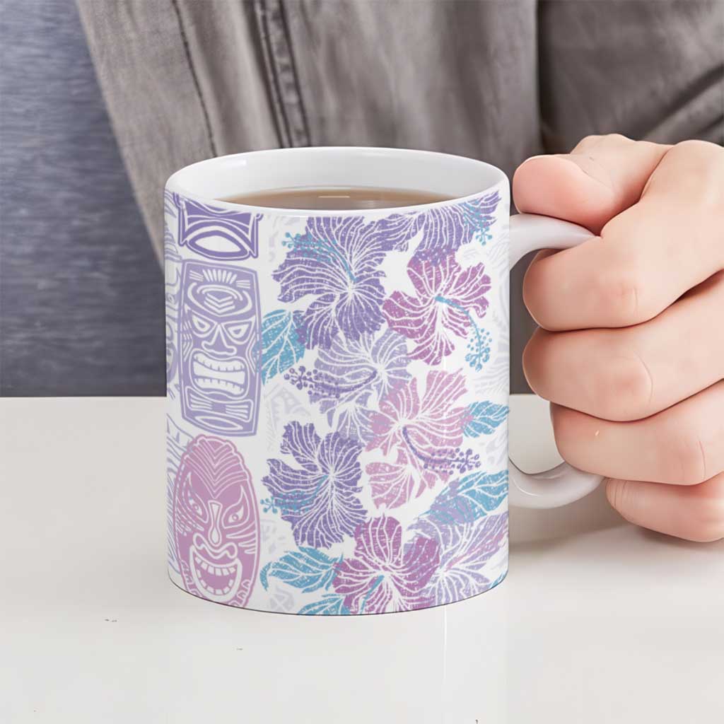 Christmas Aloha Hawaii Tiki Ceramic Mug Hibiscus Winter Colors - Polynesian Pride