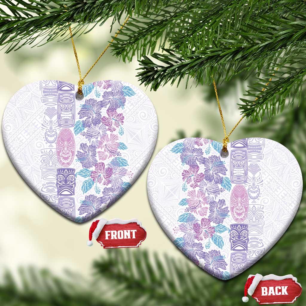 Christmas Aloha Hawaii Tiki Ceramic Ornament Hibiscus Winter Colors - Polynesian Pride