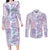 Christmas Aloha Hawaii Tiki Couples Matching Long Sleeve Bodycon Dress and Long Sleeve Button Shirt Hibiscus Winter Colors - Polynesian Pride