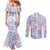 Christmas Aloha Hawaii Tiki Couples Matching Mermaid Dress and Long Sleeve Button Shirt Hibiscus Winter Colors - Polynesian Pride