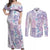 Christmas Aloha Hawaii Tiki Couples Matching Off Shoulder Maxi Dress and Long Sleeve Button Shirt Hibiscus Winter Colors - Polynesian Pride
