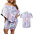 Christmas Aloha Hawaii Tiki Couples Matching Off Shoulder Short Dress and Hawaiian Shirt Hibiscus Winter Colors - Polynesian Pride