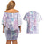 Christmas Aloha Hawaii Tiki Couples Matching Off Shoulder Short Dress and Hawaiian Shirt Hibiscus Winter Colors - Polynesian Pride