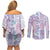 Christmas Aloha Hawaii Tiki Couples Matching Off Shoulder Short Dress and Long Sleeve Button Shirt Hibiscus Winter Colors - Polynesian Pride
