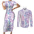 Christmas Aloha Hawaii Tiki Couples Matching Short Sleeve Bodycon Dress and Long Sleeve Button Shirt Hibiscus Winter Colors - Polynesian Pride