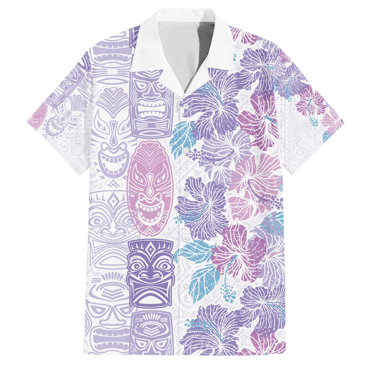 Christmas Aloha Hawaii Tiki Family Matching Off The Shoulder Long Sleeve Dress and Hawaiian Shirt Hibiscus Winter Colors - Polynesian Pride