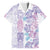 Christmas Aloha Hawaii Tiki Family Matching Off Shoulder Short Dress and Hawaiian Shirt Hibiscus Winter Colors - Polynesian Pride