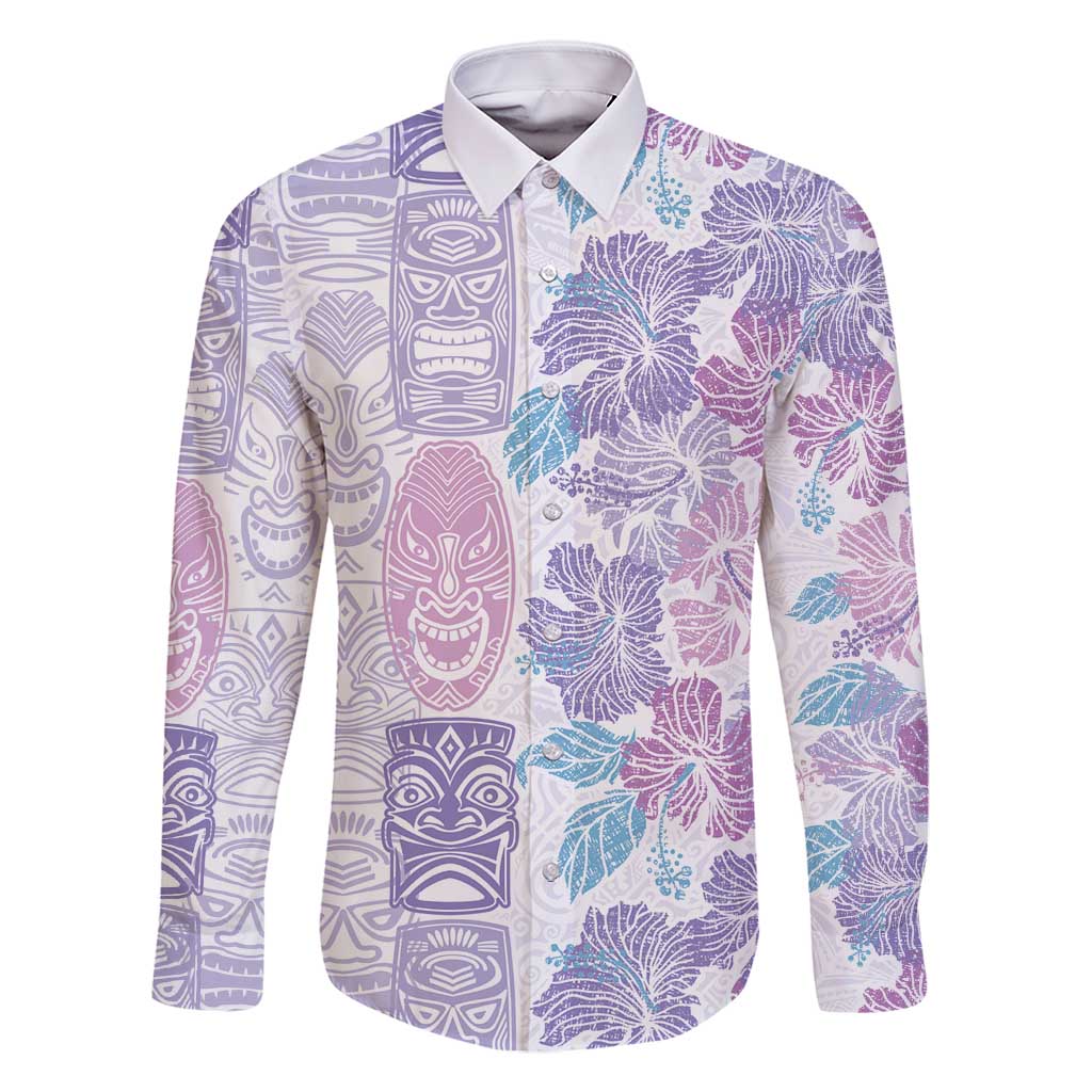 Christmas Aloha Hawaii Tiki Family Matching Off Shoulder Short Dress and Hawaiian Shirt Hibiscus Winter Colors - Polynesian Pride