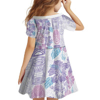 Christmas Aloha Hawaii Tiki Family Matching Short Sleeve Bodycon Dress and Hawaiian Shirt Hibiscus Winter Colors - Polynesian Pride