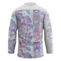 Christmas Aloha Hawaii Tiki Hockey Jersey Hibiscus Winter Colors - Polynesian Pride
