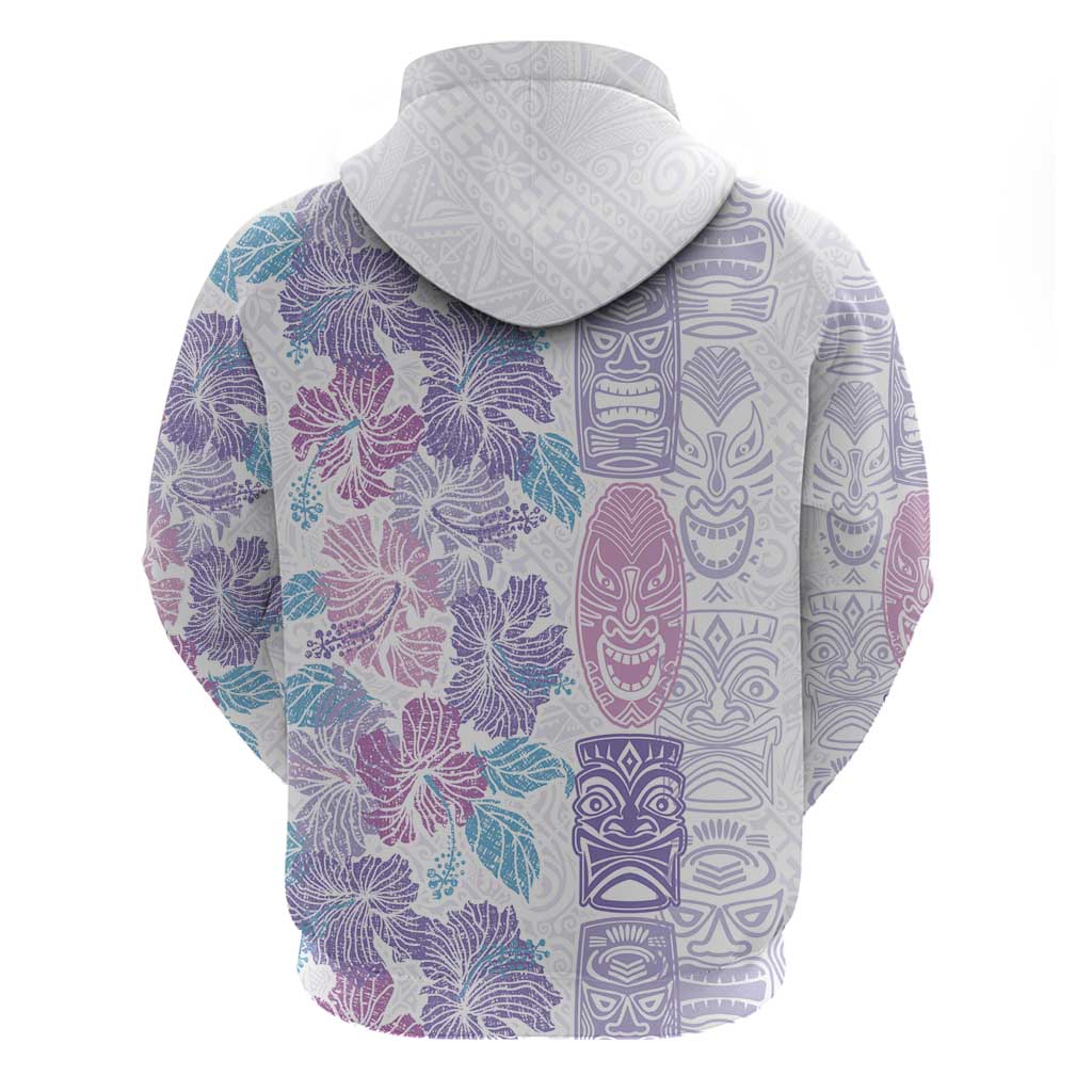 Christmas Aloha Hawaii Tiki Hoodie Hibiscus Winter Colors - Polynesian Pride