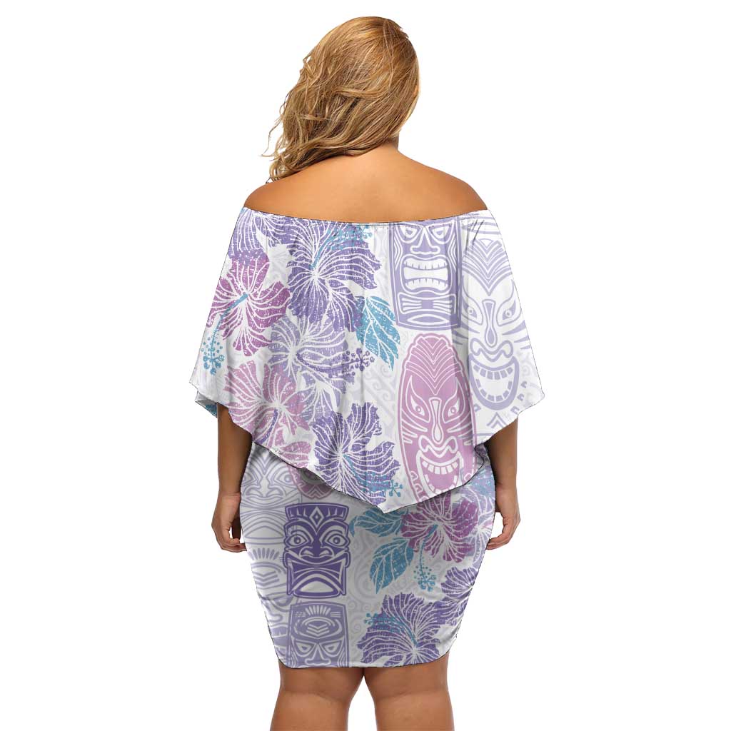Christmas Aloha Hawaii Tiki Off Shoulder Short Dress Hibiscus Winter Colors - Polynesian Pride