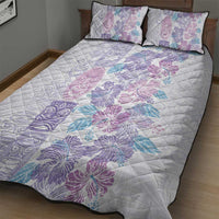 Christmas Aloha Hawaii Tiki Quilt Bed Set Hibiscus Winter Colors - Polynesian Pride