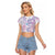 Christmas Aloha Hawaii Tiki Raglan Cropped T Shirt Hibiscus Winter Colors - Polynesian Pride