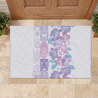 Christmas Aloha Hawaii Tiki Rubber Doormat Hibiscus Winter Colors - Polynesian Pride