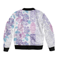 Christmas Aloha Hawaii Tiki Sleeve Zip Bomber Jacket Hibiscus Winter Colors - Polynesian Pride