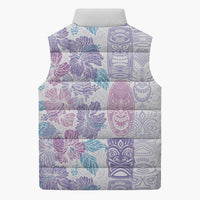 Christmas Aloha Hawaii Tiki Sleeveless Puffer Jacket Hibiscus Winter Colors - Polynesian Pride
