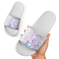 Christmas Aloha Hawaii Tiki Slide Sandals Hibiscus Winter Colors - Polynesian Pride