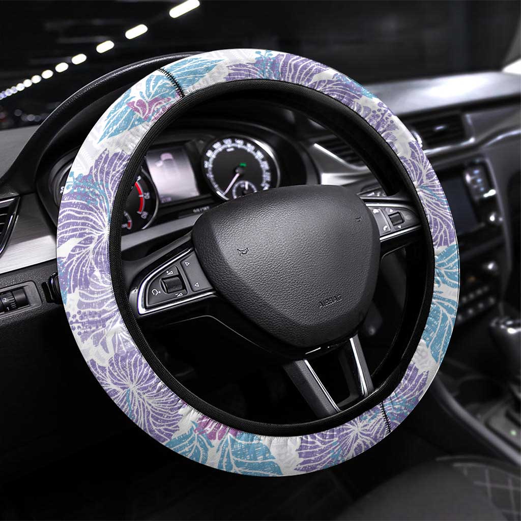 Christmas Aloha Hawaii Tiki Steering Wheel Cover Hibiscus Winter Colors - Polynesian Pride
