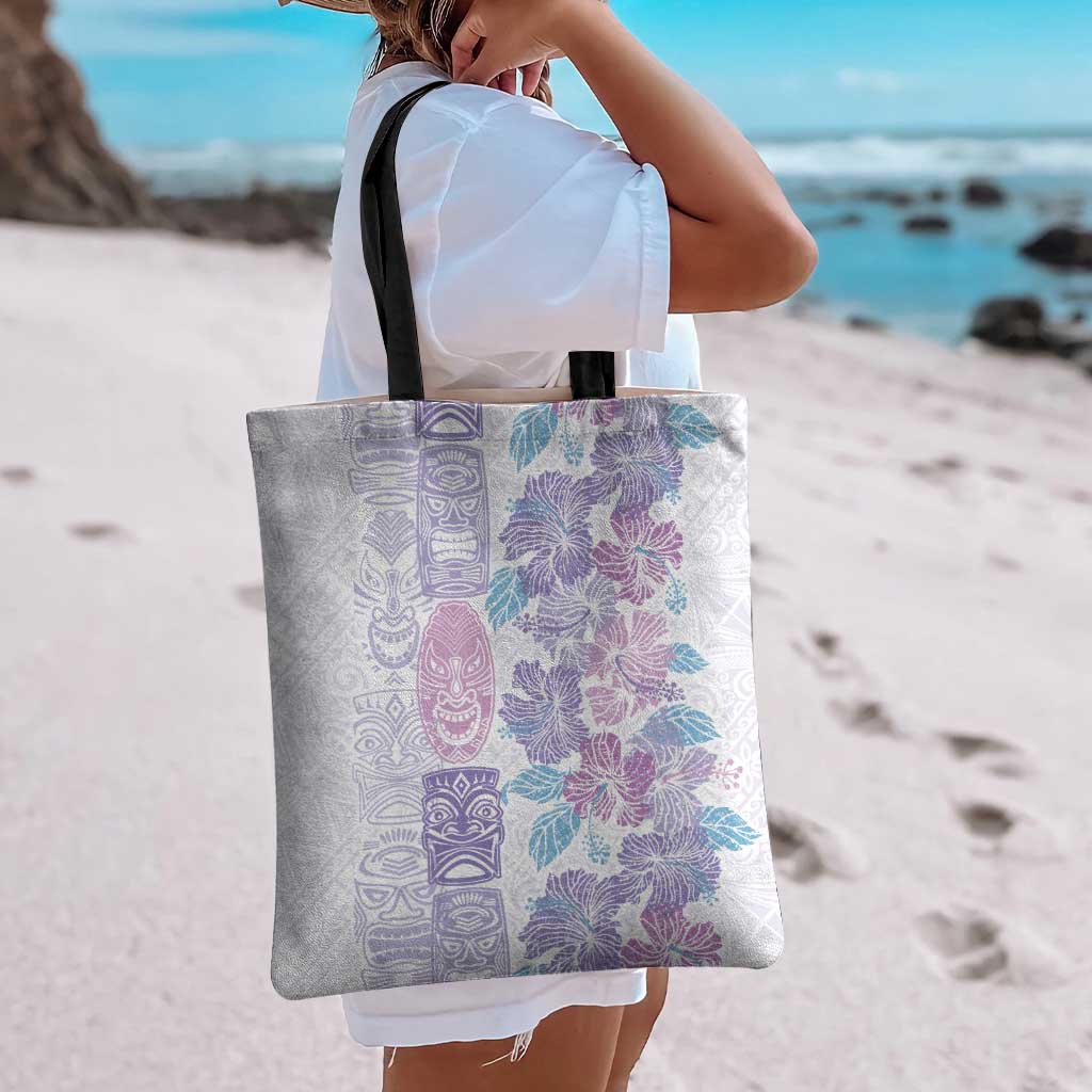 Christmas Aloha Hawaii Tiki Tote Bag Hibiscus Winter Colors - Polynesian Pride
