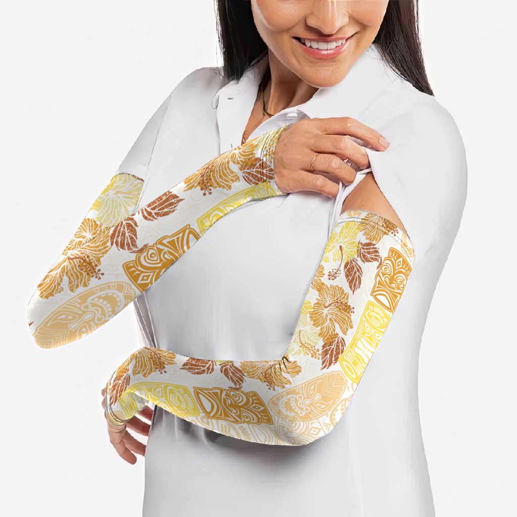 Christmas Aloha Hawaii Tiki Arm Sleeves Hibiscus Autumn Colors - Polynesian Pride