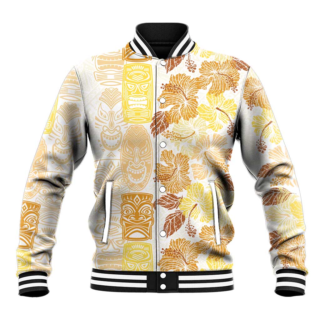 Christmas Aloha Hawaii Tiki Baseball Jacket Hibiscus Autumn Colors - Polynesian Pride